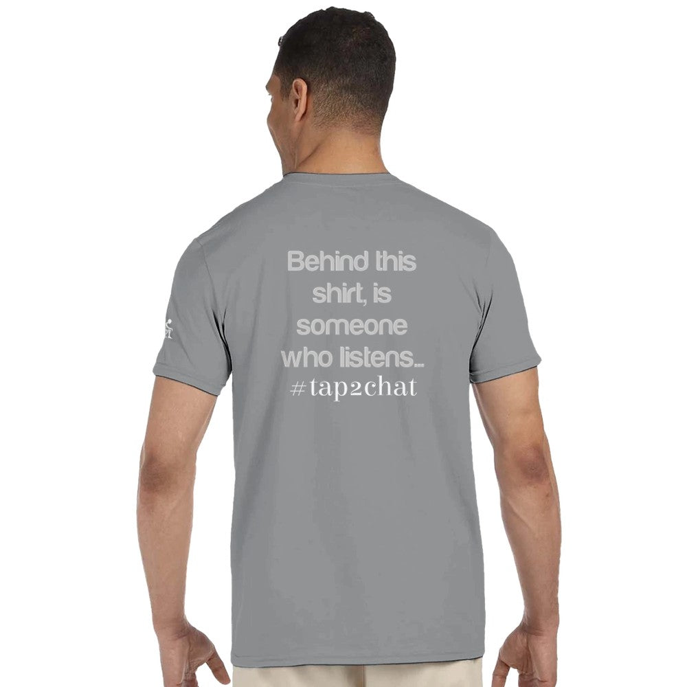 Unisex Grey T-shirt for Adults – Music Festival Streetwear Rave Clothing – Techno, EDM, DJ Shirt - Behind this shirt is a someone who listens mental health print
