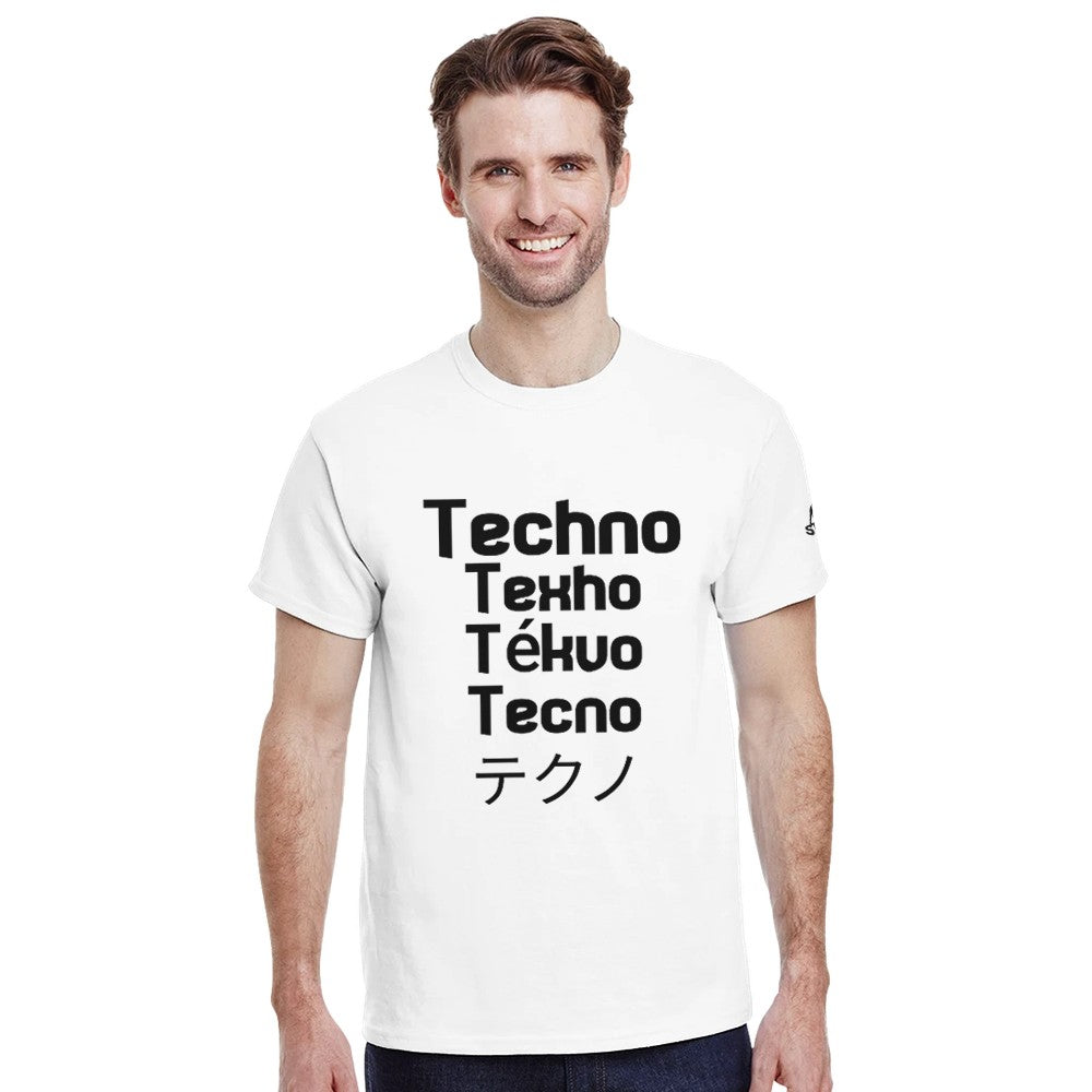 Techno in all different languages - unisex t-shirt - white