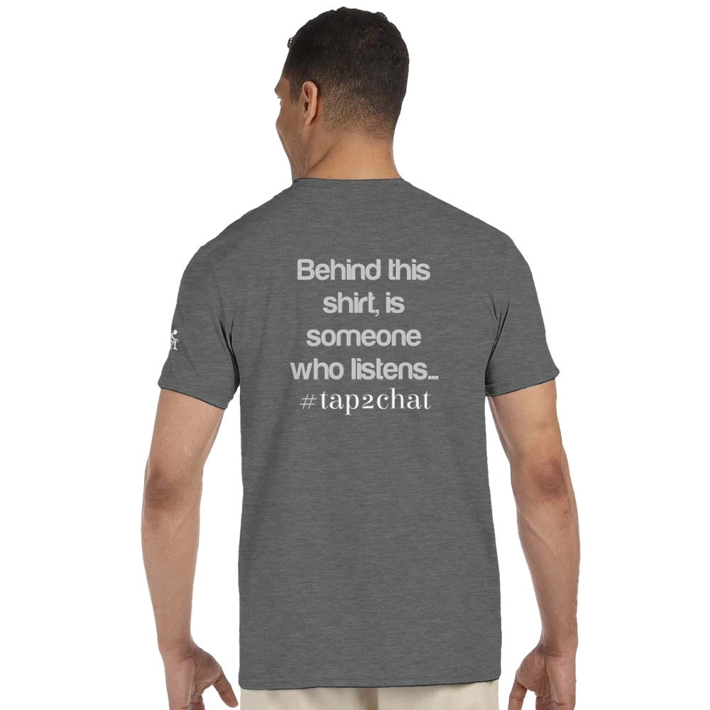 Unisex Grey T-shirt for Adults – Music Festival Streetwear Rave Clothing – Techno, EDM, DJ Shirt -  Behind this shirt is a someone who listens mental health print