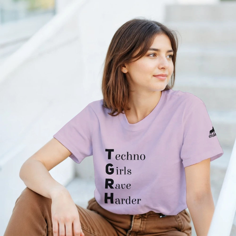 Stomp Techno girls rave harder techno rave tshirt - female - pink
