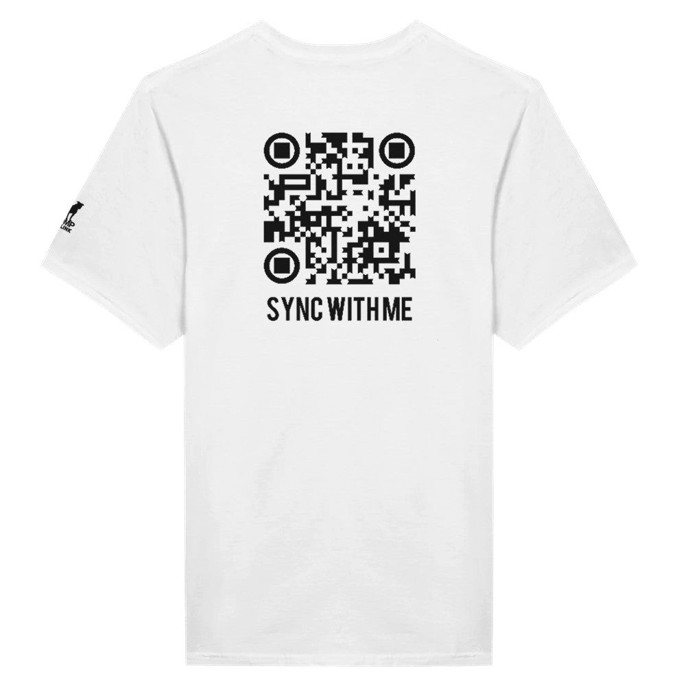 stomp ravewear - RaveLink Custom QR Code - Unisex t-shirt - white with black QR code on the back