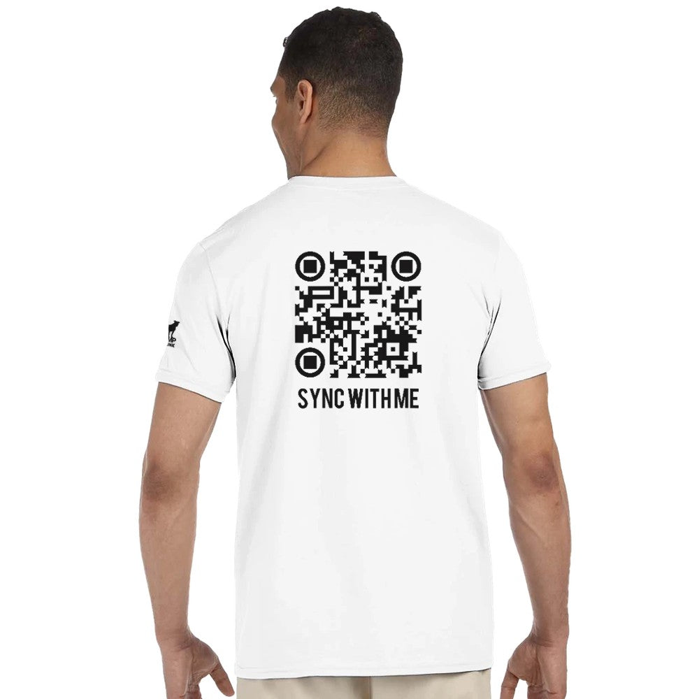 stomp ravewear - RaveLink Custom QR Code - Unisex t-shirt - white with black QR code on the back
