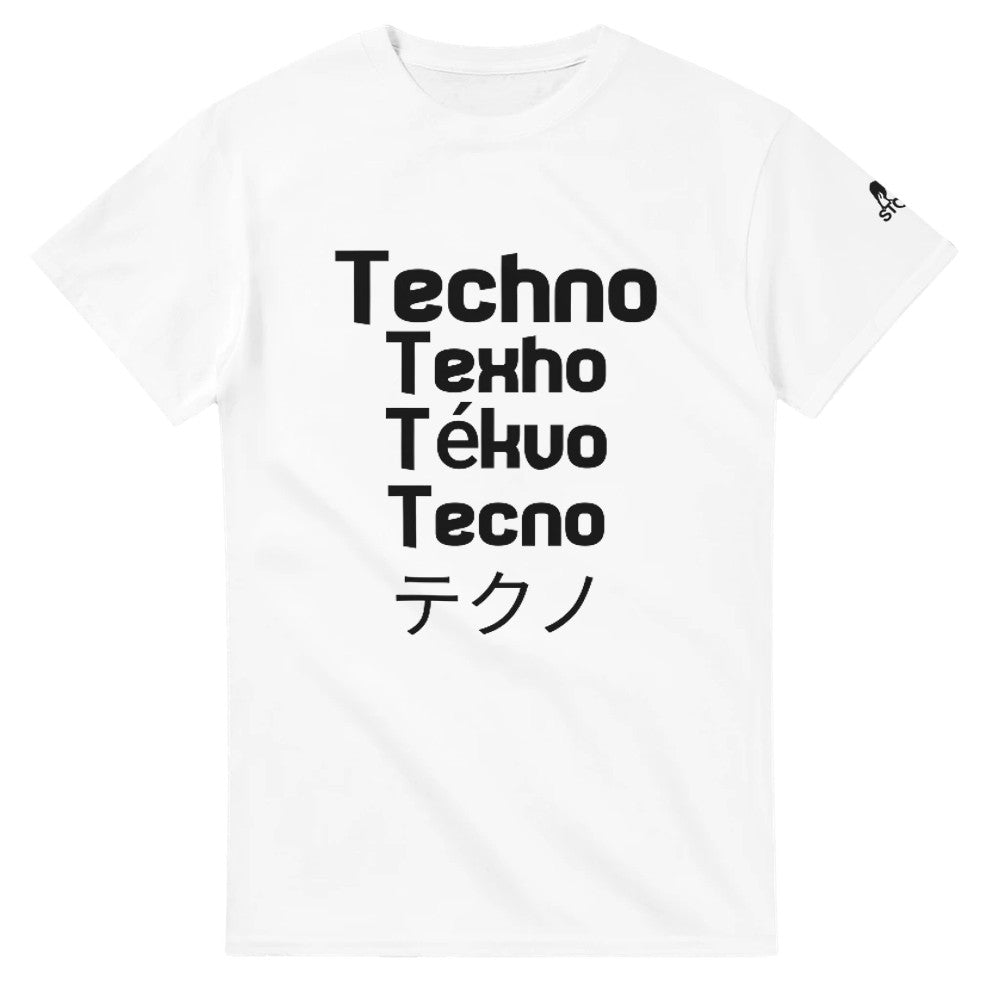 Techno in all different languages - unisex t-shirt - white