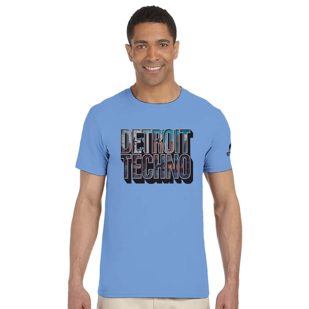 Unisex Blue tshirt for Adults – Music Festival Streetwear Rave Clothing – Techno, EDM, DJ Shirt - detroit techno print
