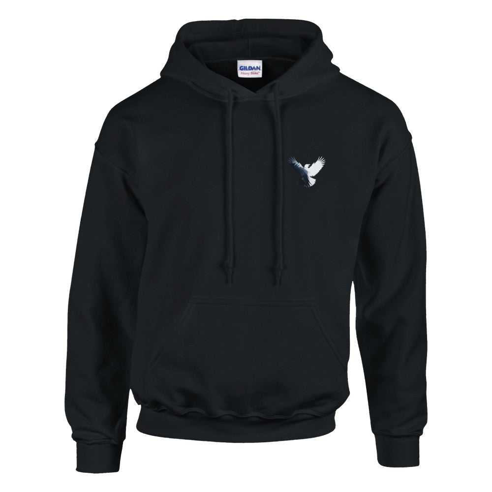 Unisex Black hoodie for Adults – Music Festival Streetwear Rave Clothing – Techno, EDM, DJ Shirt - Raven midnight music mayhem print on the back. Stomp brand