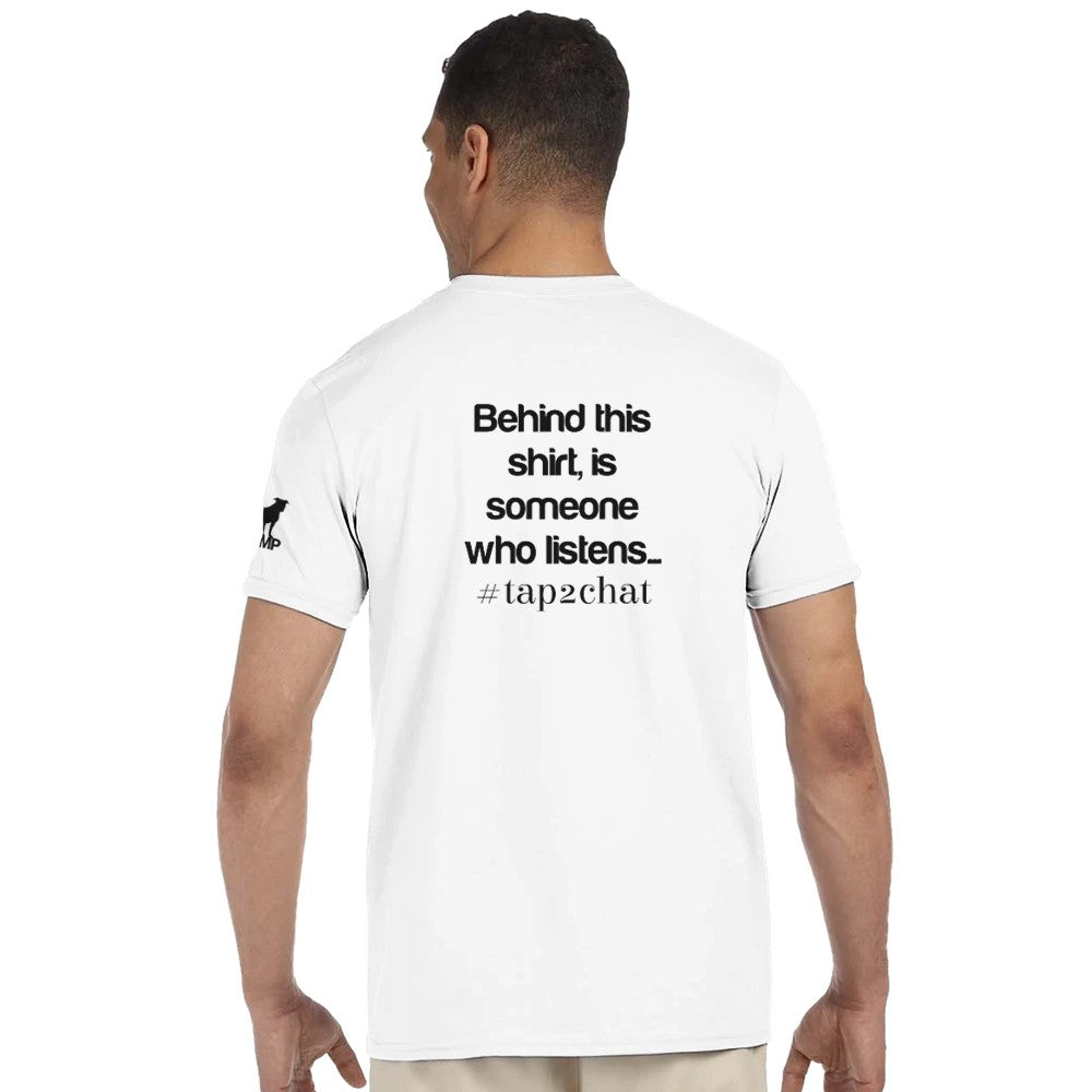 Unisex White T-shirt for Adults – Music Festival Streetwear Rave Clothing – Techno, EDM, DJ Shirt -  Behind this shirt is a someone who listens mental health print
