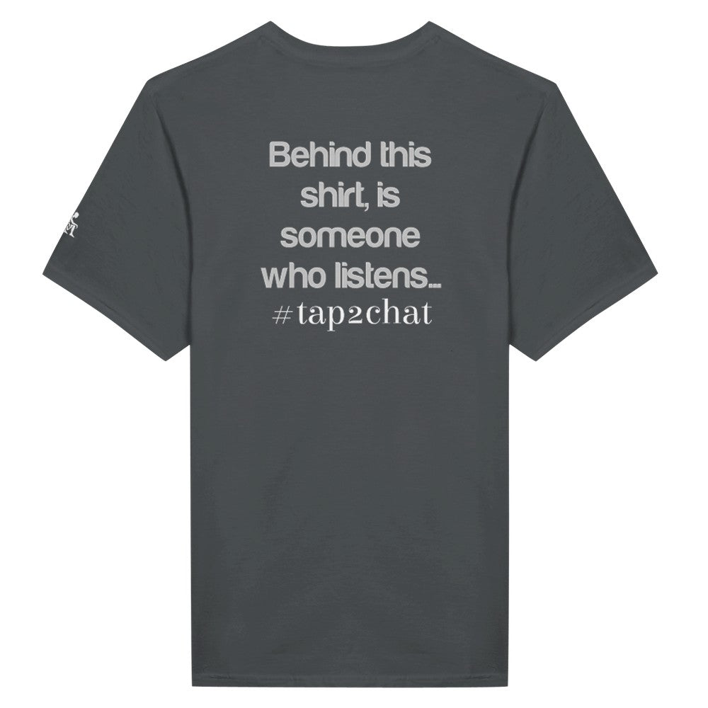 Unisex Grey T-shirt for Adults – Music Festival Streetwear Rave Clothing – Techno, EDM, DJ Shirt -  Behind this shirt is a someone who listens mental health print