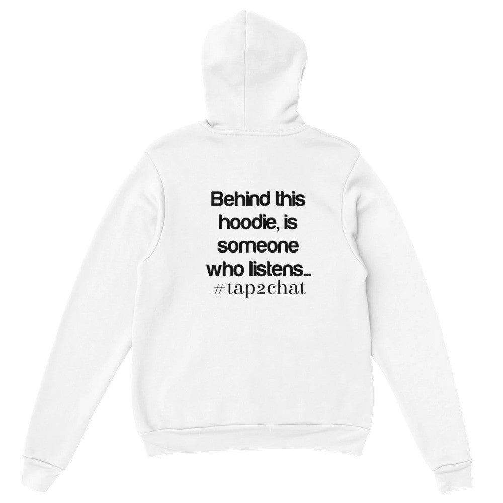 Unisex White Hoodie for Adults – Music Festival Streetwear Rave Clothing – Techno, EDM, DJ Shirt -  Behind this hoodie is a someone who listens mental health print