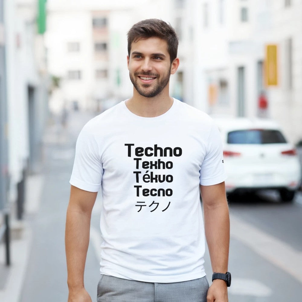Techno in all different languages - unisex t-shirt - white