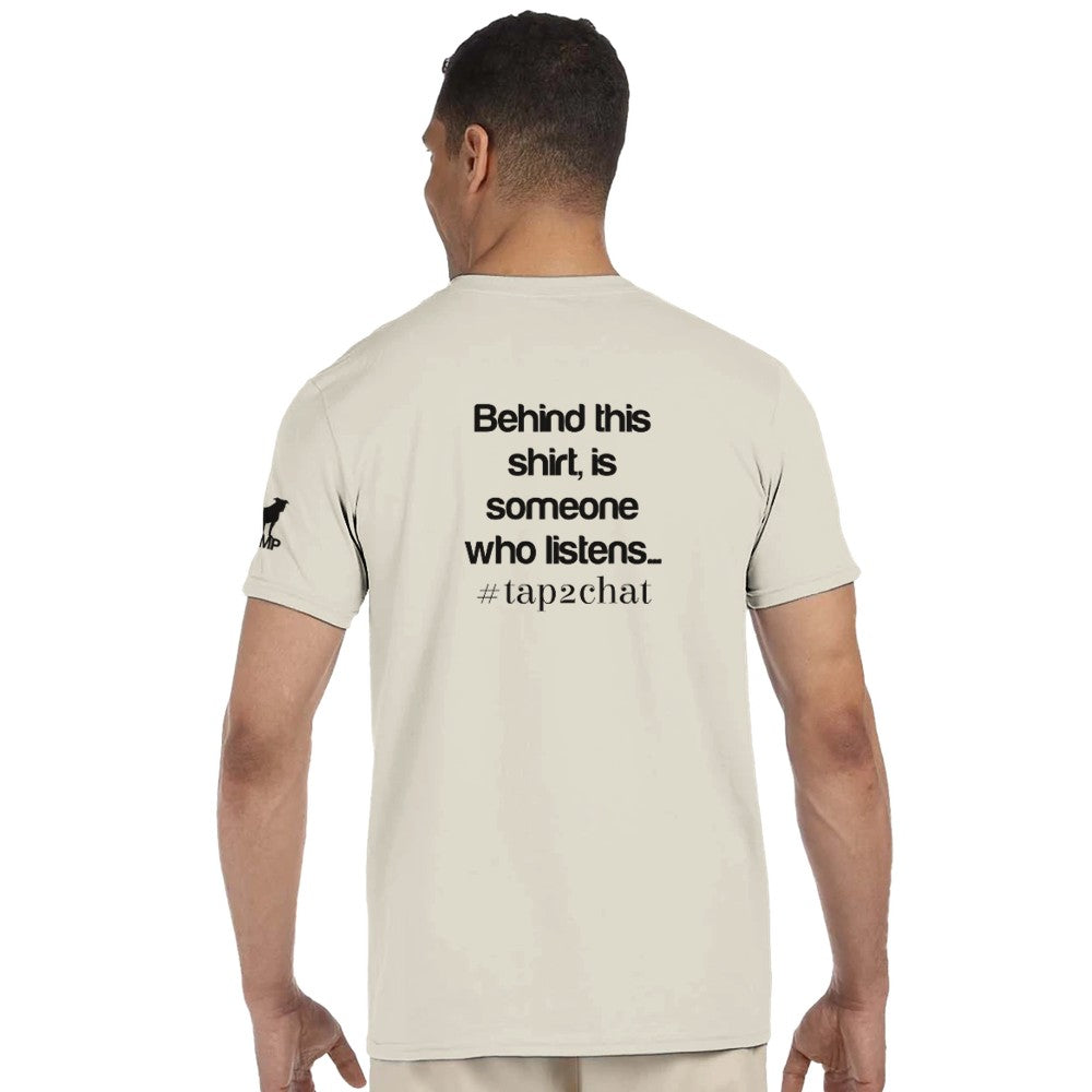 Unisex Beige T-shirt for Adults – Music Festival Streetwear Rave Clothing – Techno, EDM, DJ Shirt -  Behind this shirt is a someone who listens mental health print