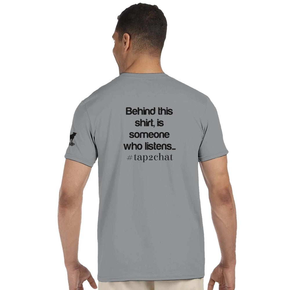 Unisex Grey T-shirt for Adults – Music Festival Streetwear Rave Clothing – Techno, EDM, DJ Shirt -  Behind this shirt is a someone who listens mental health print