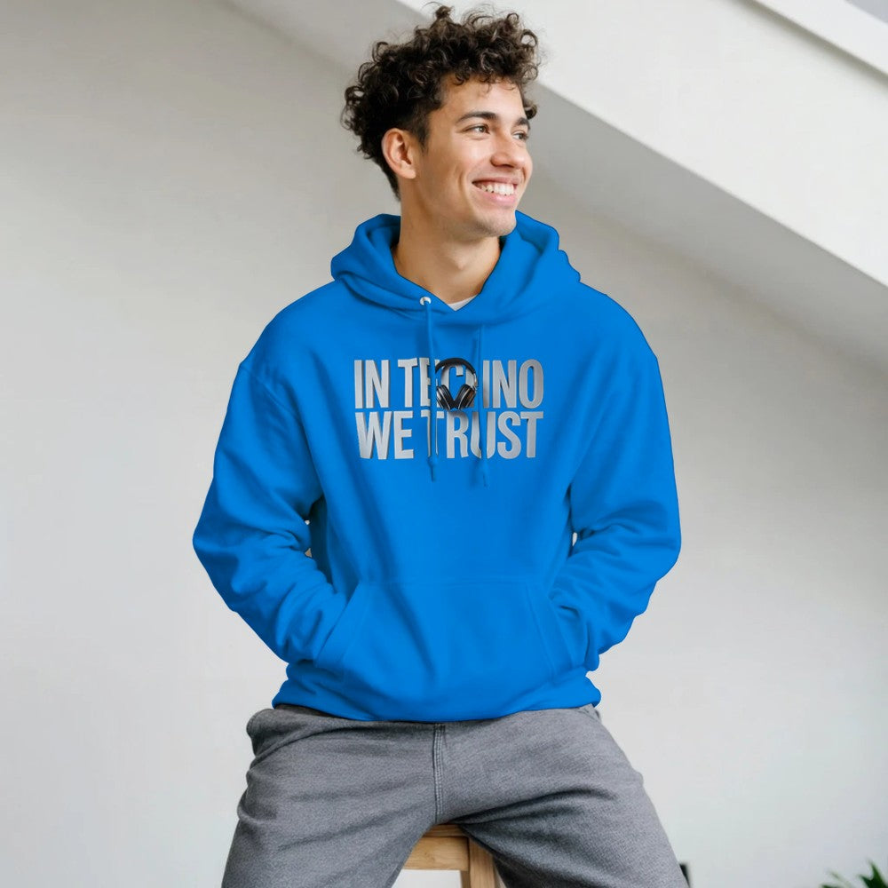 Stomp - In techno we trust - Unisex Hoodie - print on the front - Blue