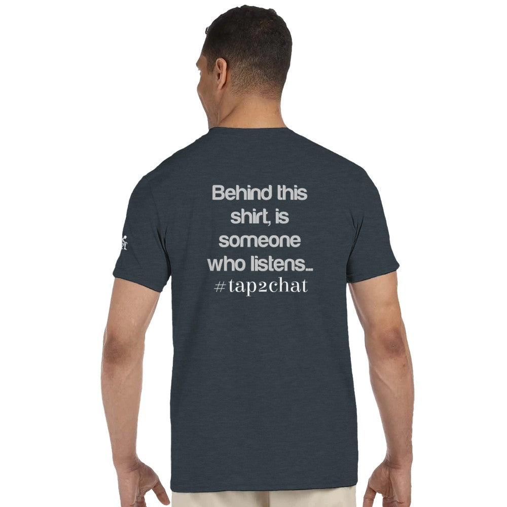 Unisex Grey T-shirt for Adults – Music Festival Streetwear Rave Clothing – Techno, EDM, DJ Shirt -  Behind this shirt is a someone who listens mental health print