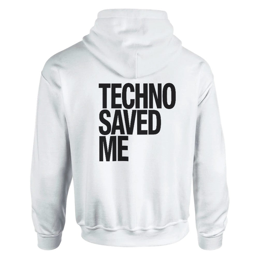 TECHNO SAVED ME - UNISEX TECHNO RAVE HOODIE - WHITE