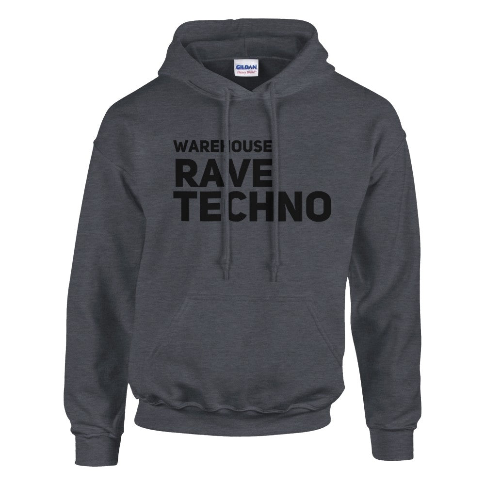 Warehouse Rave Techno unisex hoodie - front view - Charcoal