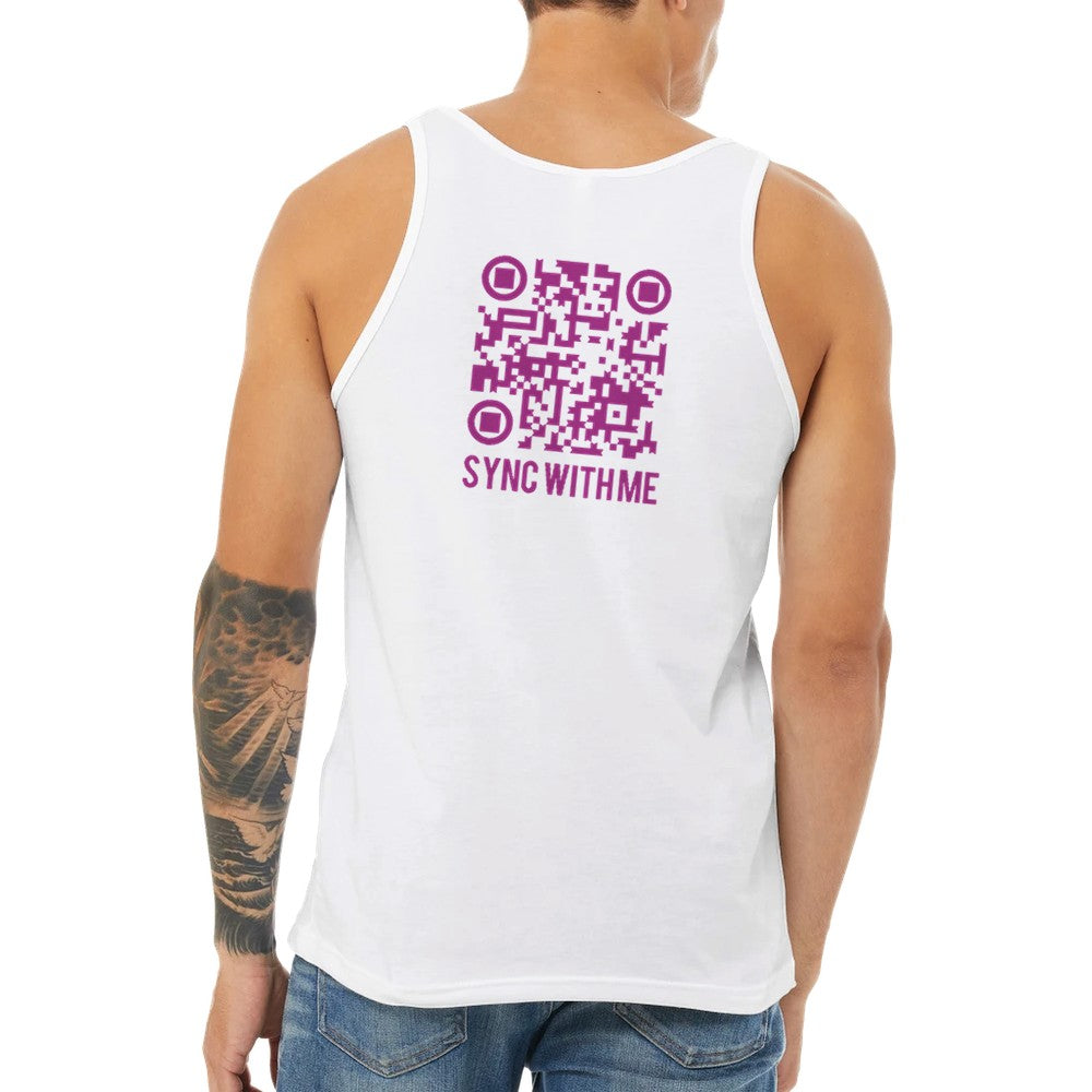 stomp ravewear - RaveLink Custom QR Code - Unisex tank top - white with pink QR code on the back