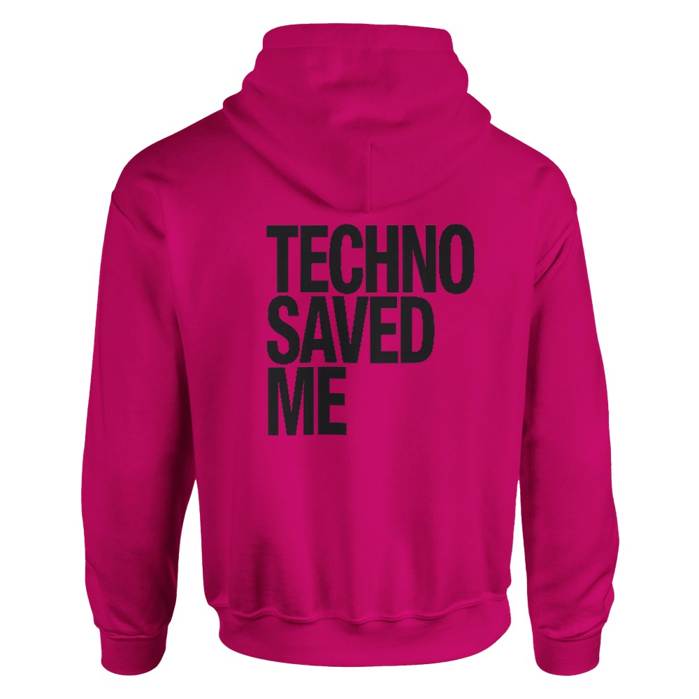 TECHNO SAVED ME - UNISEX TECHNO RAVE HOODIE - PINK
