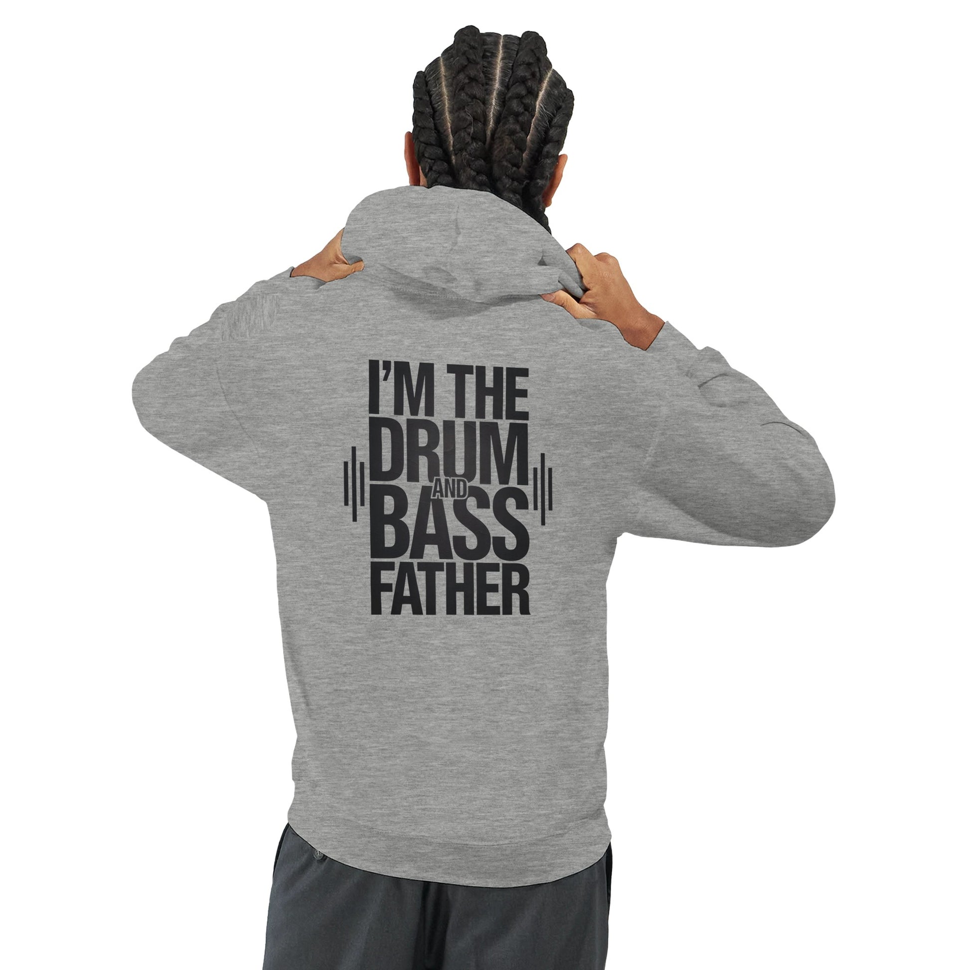Unisex Grey Hoodie for Adults – Music Festival Streetwear Rave Clothing – Techno, EDM, DJ Shirt - The drum and bass father print