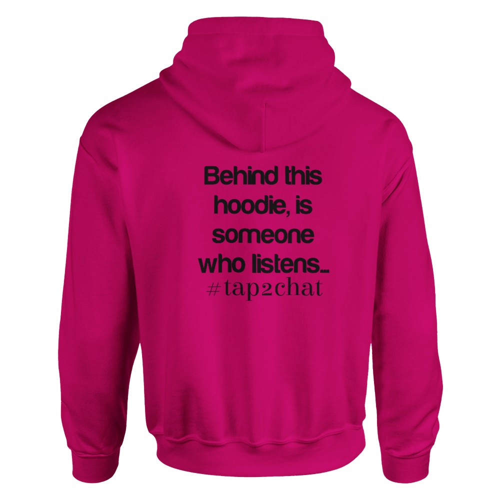 Unisex Pink Hoodie for Adults – Music Festival Streetwear Rave Clothing – Techno, EDM, DJ Shirt -  Behind this hoodie is a someone who listens mental health print
