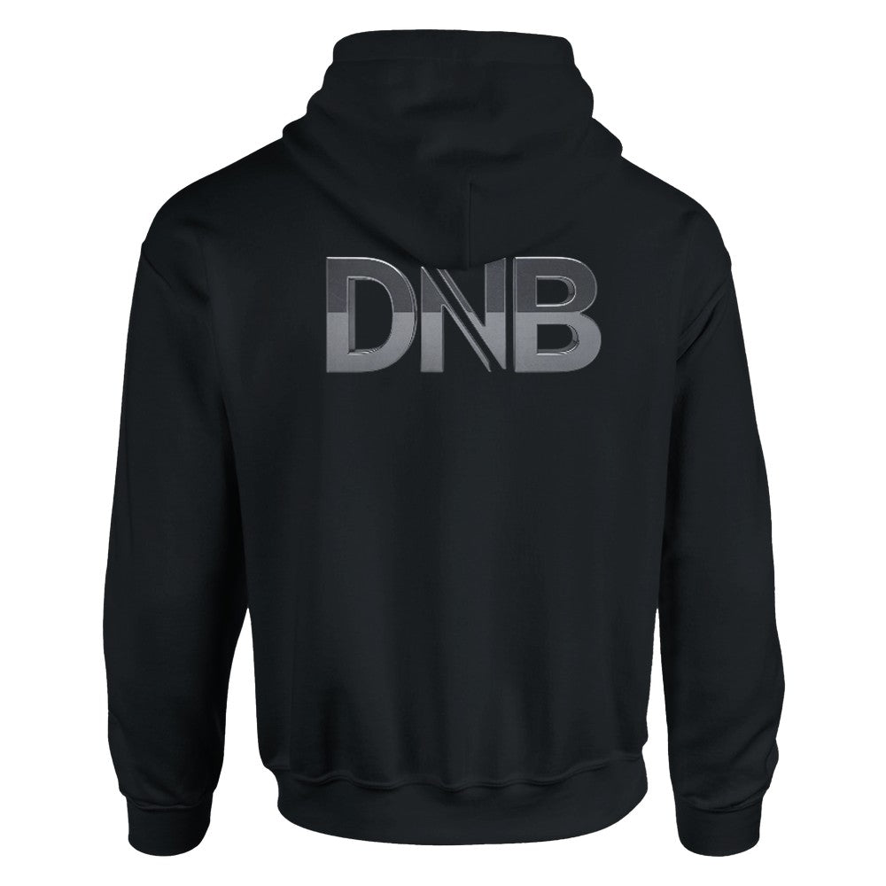 Unisex Black Hoodie for Adults – Music Festival Streetwear Rave Clothing – Techno, EDM, DJ Shirt - a DnB that stands for drum and bass print
