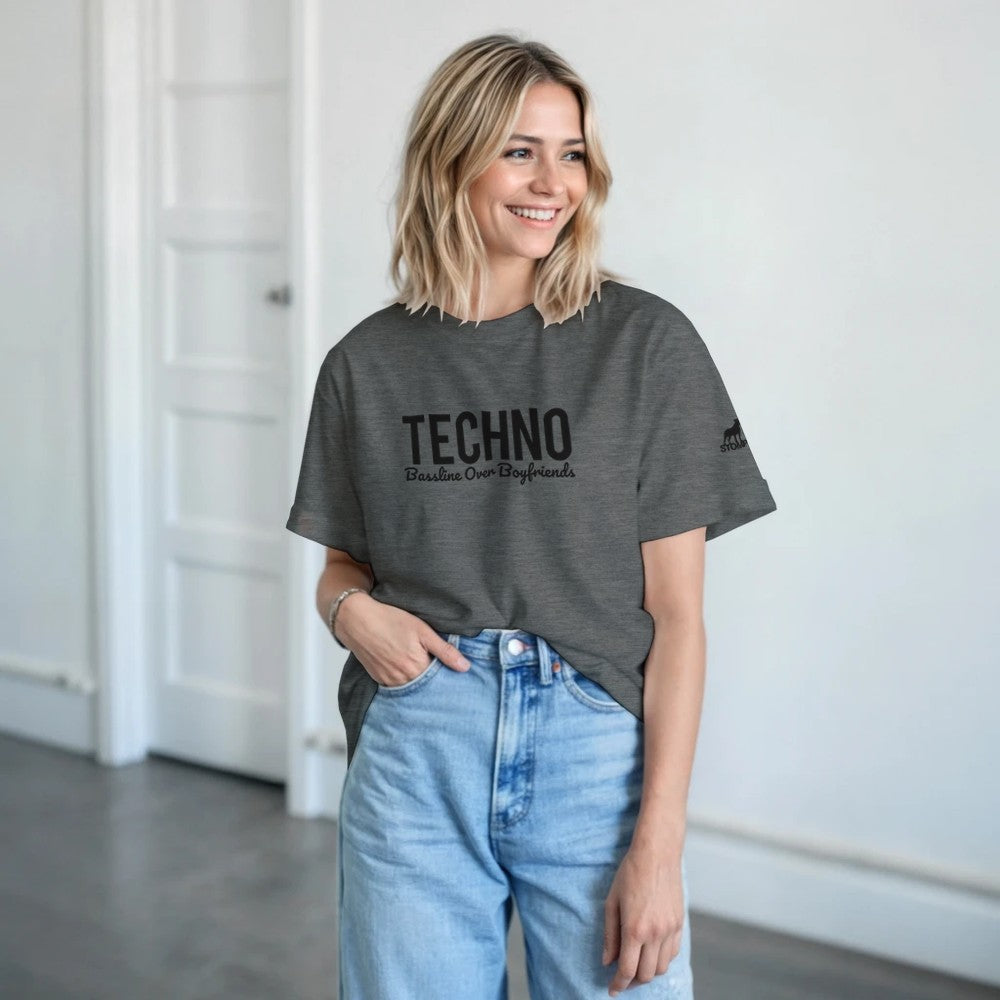 Stomp Techno over boyfriends techno rave tshirt - female - grey