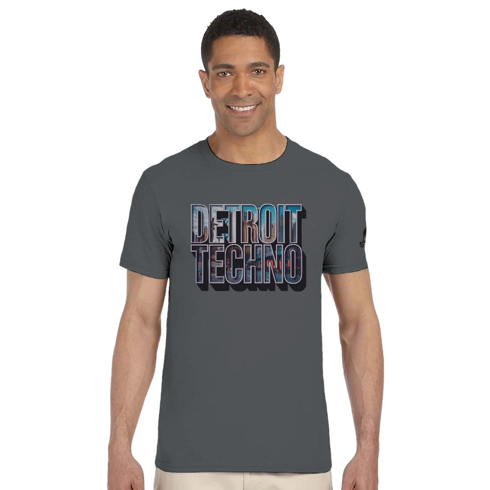 Unisex Grey tshirt for Adults – Music Festival Streetwear Rave Clothing – Techno, EDM, DJ Shirt - detroit techno print