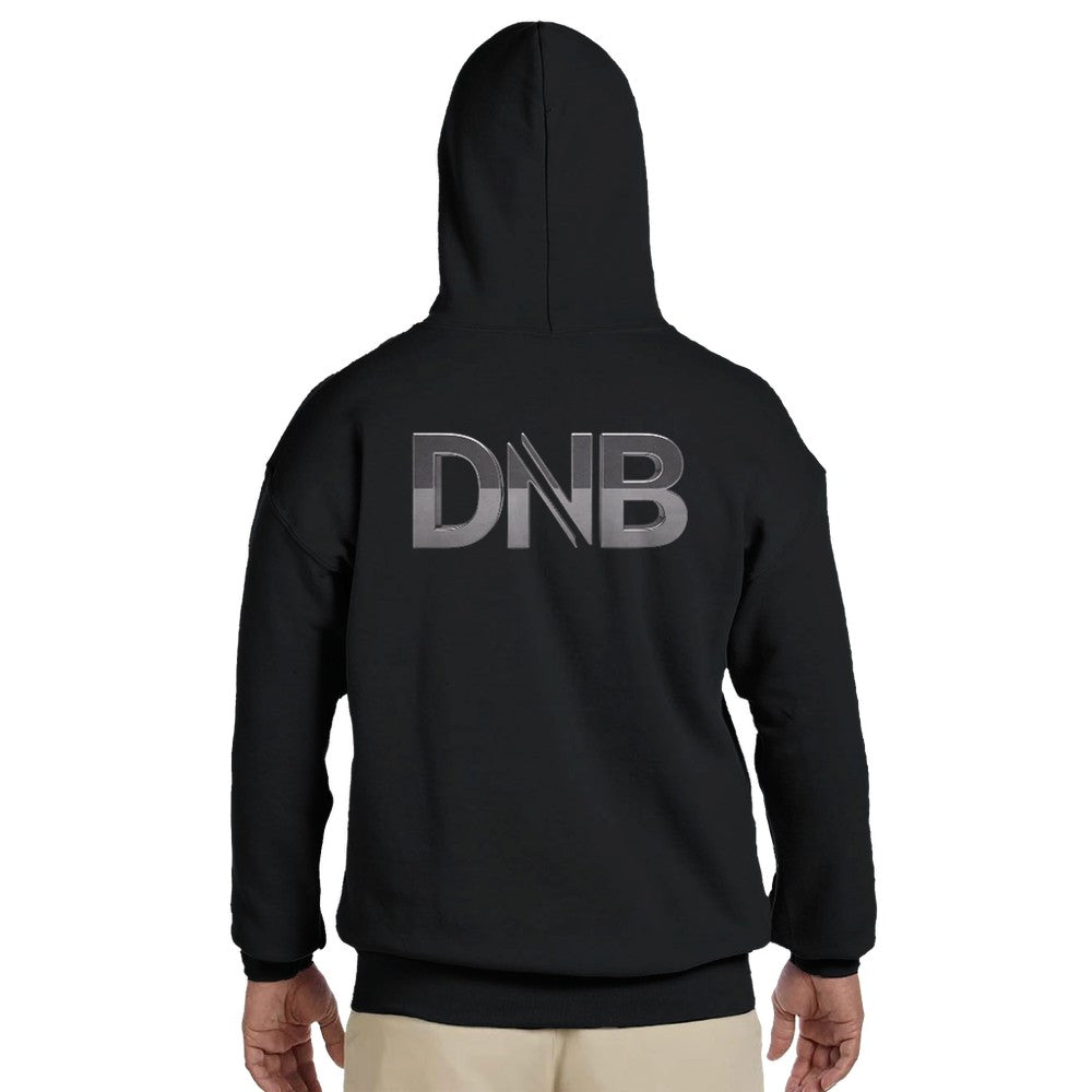 Unisex Black Hoodie for Adults – Music Festival Streetwear Rave Clothing – Techno, EDM, DJ Shirt - a DnB that stands for drum and bass print