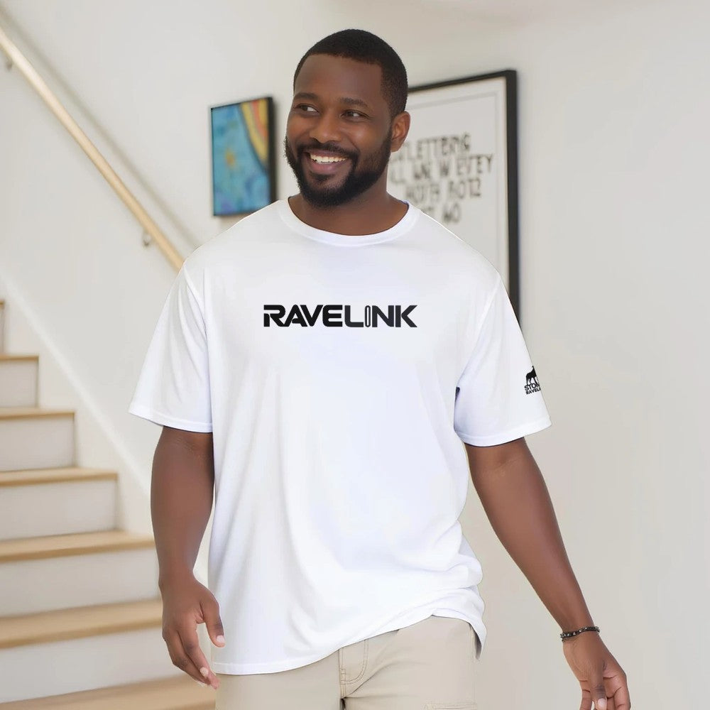 stomp ravewear - RaveLink Custom QR Code - Unisex t-shirt - white with black QR code on the back