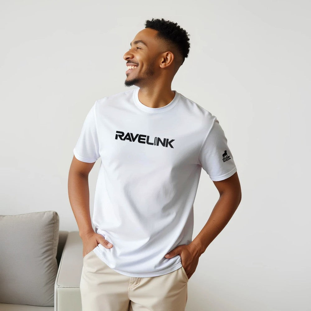 stomp ravewear - RaveLink Custom QR Code - Unisex t-shirt - white with black QR code on the back