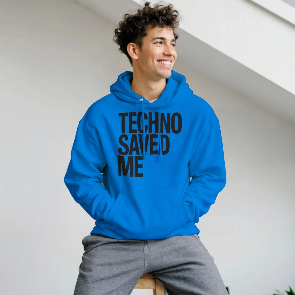 TECHNO SAVED ME - UNISEX TECHNO RAVE HOODIE - BLUE