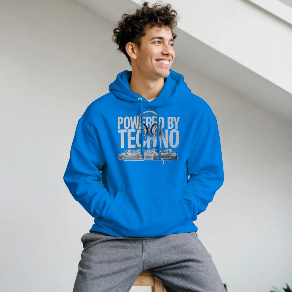 Stomp - Powered By Techno - Unisex Hoodie - print on the fron - Blue