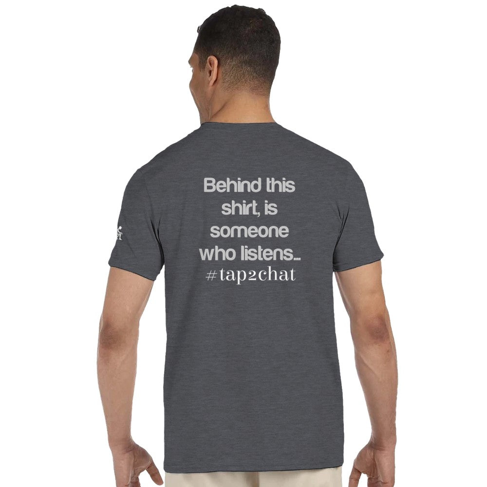 Unisex Grey T-shirt for Adults – Music Festival Streetwear Rave Clothing – Techno, EDM, DJ Shirt -  Behind this shirt is a someone who listens mental health print