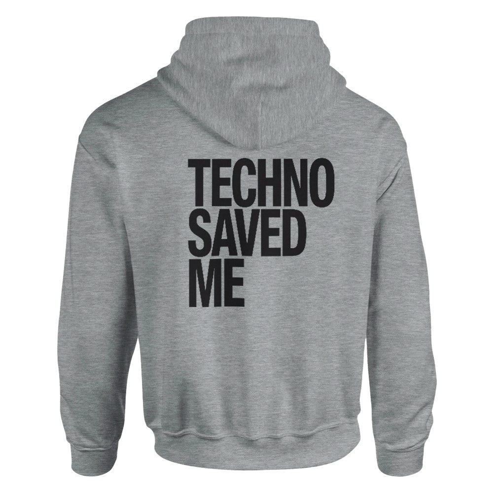 TECHNO SAVED ME - UNISEX TECHNO RAVE HOODIE - GREY