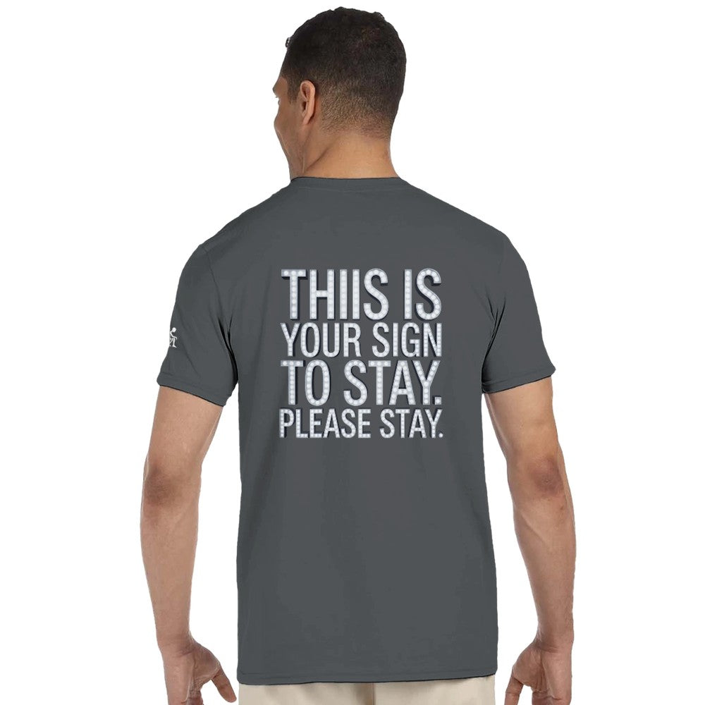 Unisex Mental health ravers t-shirt - adults - this is your sign to stay print - grey in colour - mental health awareness 