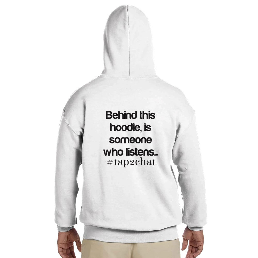 Unisex White Hoodie for Adults – Music Festival Streetwear Rave Clothing – Techno, EDM, DJ Shirt -  Behind this hoodie is a someone who listens mental health print