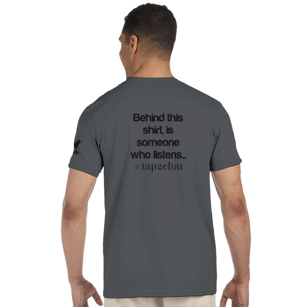 Unisex Charcoal T-shirt for Adults – Music Festival Streetwear Rave Clothing – Techno, EDM, DJ Shirt -  Behind this shirt is a someone who listens mental health print