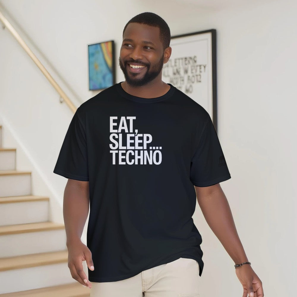 EAT SLEEP TECHNO - TECHNO RAVE UNISEX TSHIRT - BLACK