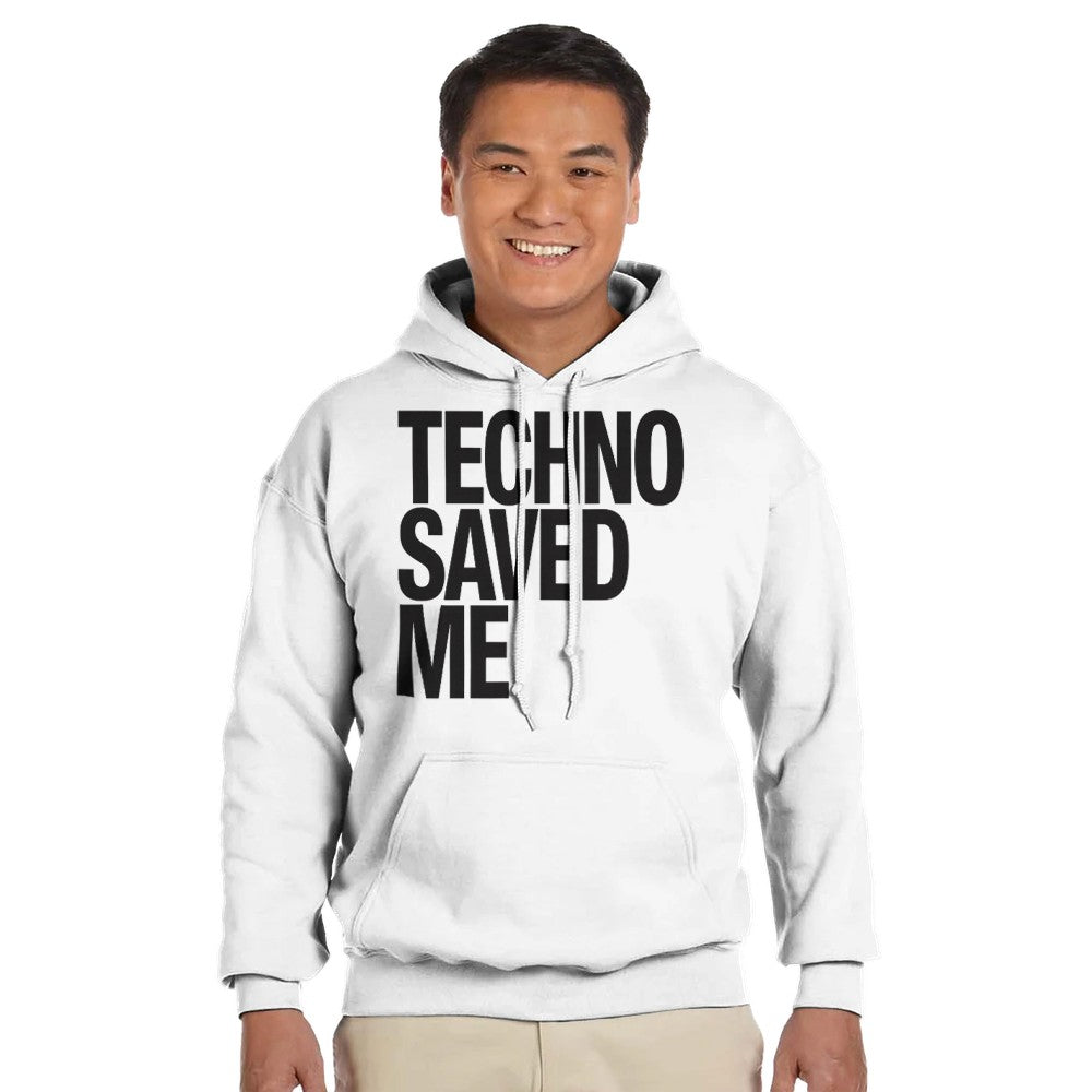 TECHNO SAVED ME - UNISEX TECHNO RAVE HOODIE - WHITE