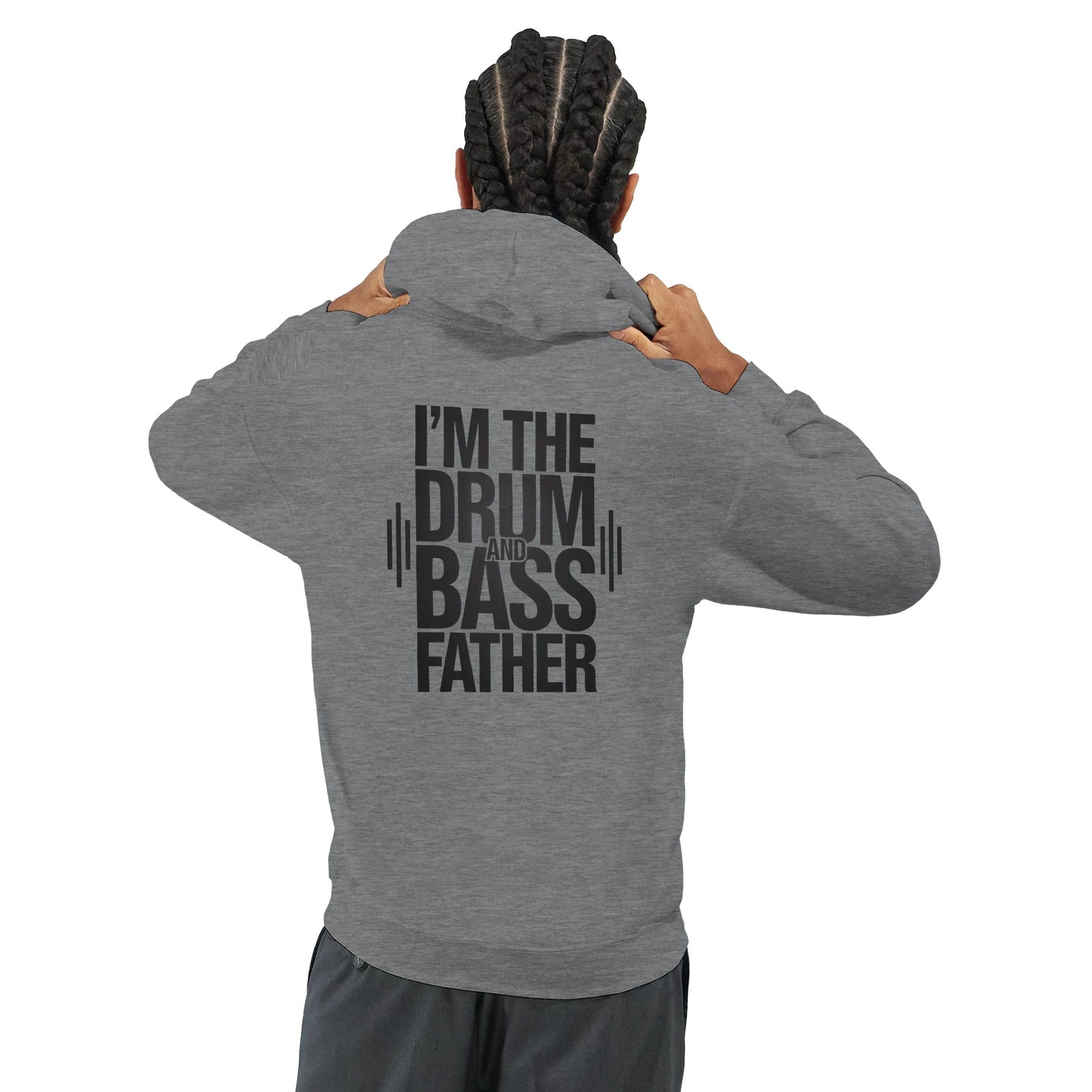 Unisex Grey Hoodie for Adults – Music Festival Streetwear Rave Clothing – Techno, EDM, DJ Shirt - The drum and bass father print