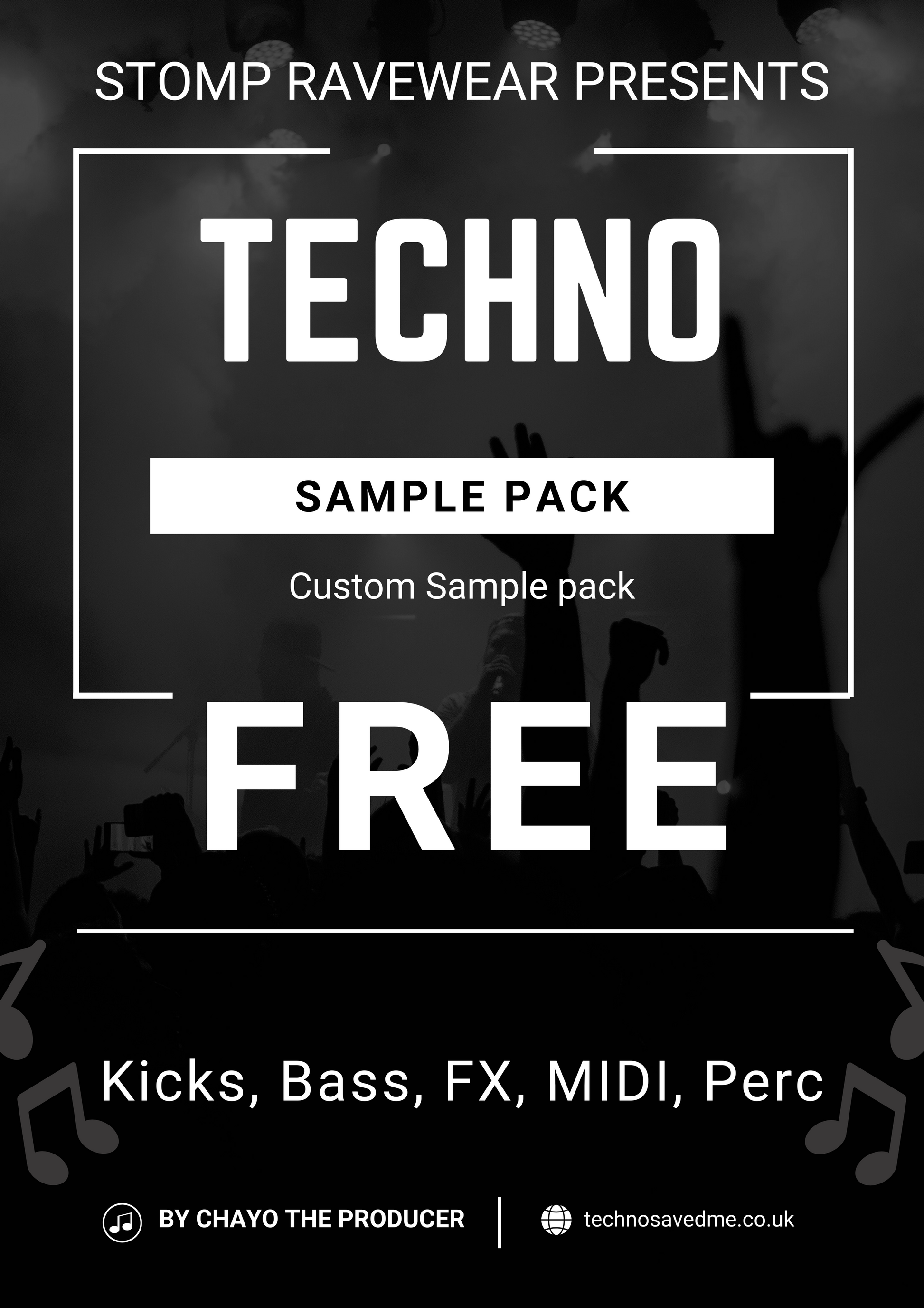 Free Mini Techno Sample Pack ONLY 20 LEFT – 10 Loops (Kick, Bass, Perc, Hats, FX) + 3 MIDI (Royalty-Free)