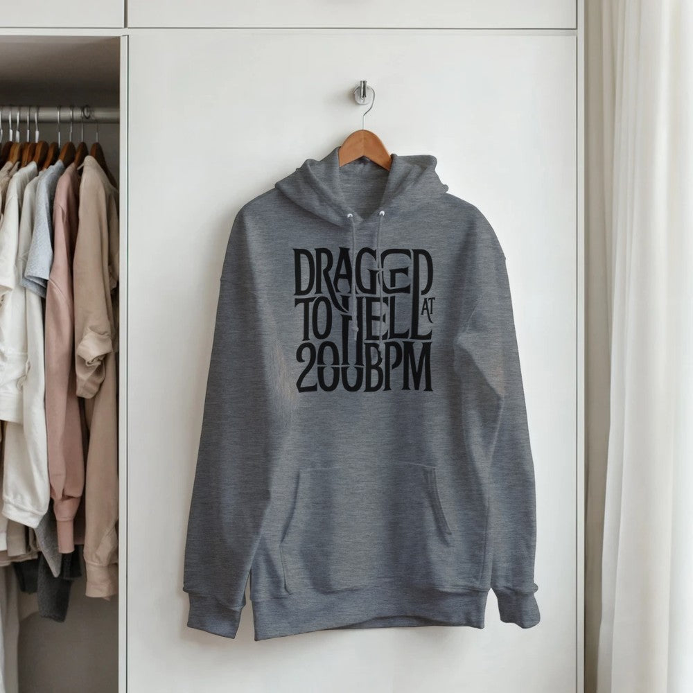dragged to hell at 200bpm - Unisex rave hardcore hoodie - grey