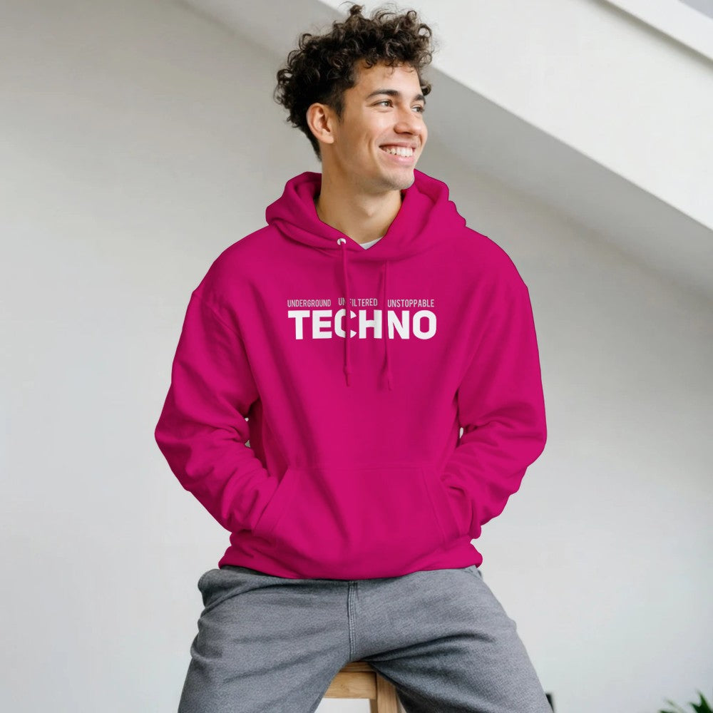 underground Unfiltered Unstoppable Techno Rave unisex hoodie - stomp -  pink