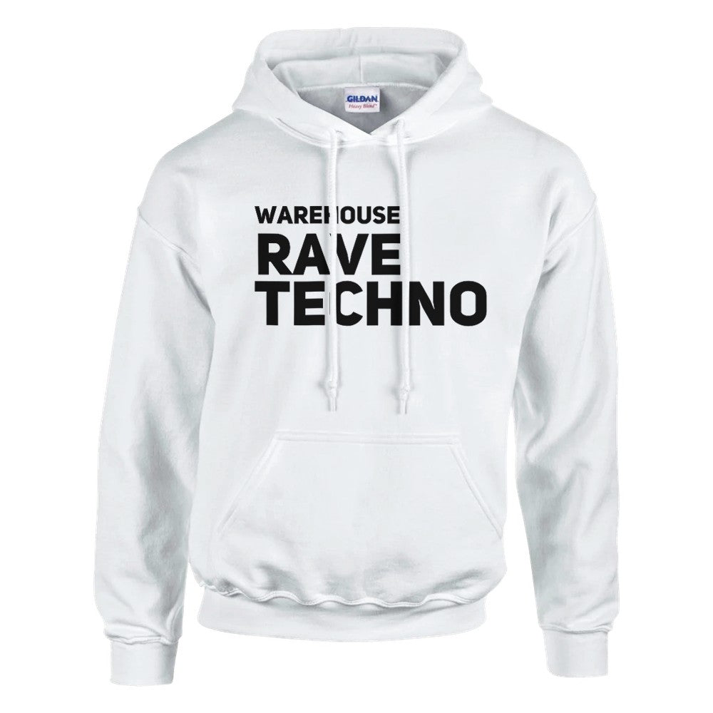 Warehouse Rave Techno unisex hoodie - front view - White