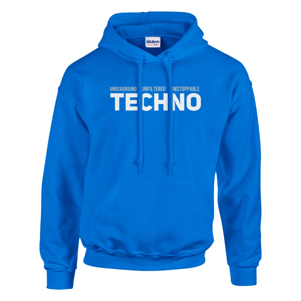 underground unfiltered unstoppable techno - unisex rave hoodie - blue