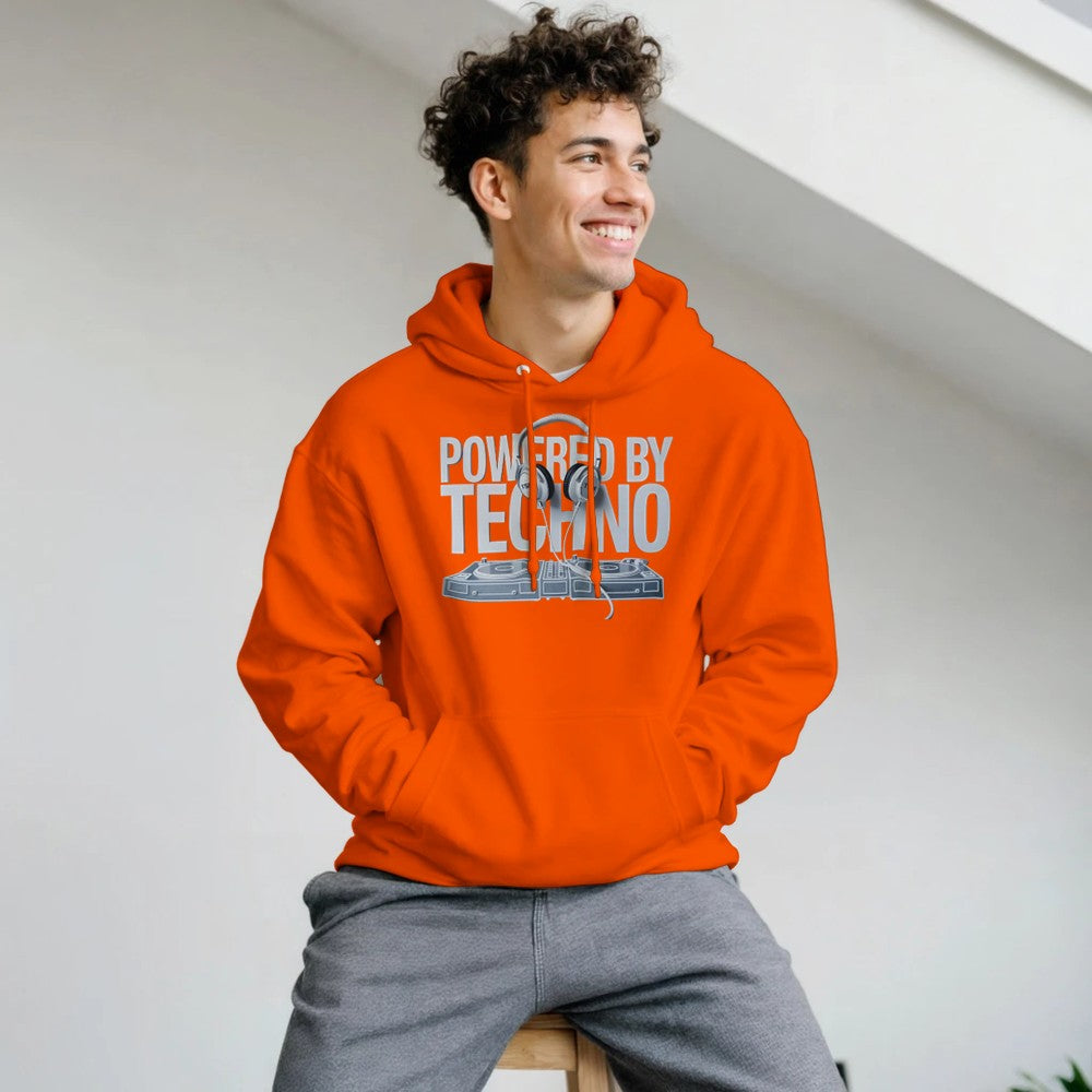 Stomp - Powered By Techno - Unisex Hoodie - print on the fron - Orange