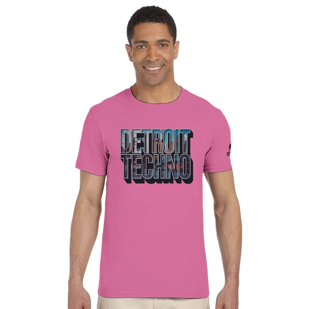 Unisex Pink tshirt for Adults – Music Festival Streetwear Rave Clothing – Techno, EDM, DJ Shirt - detroit techno print