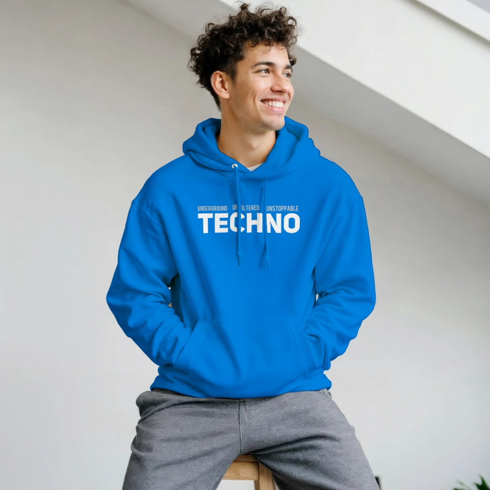 underground Unfiltered Unstoppable Techno Rave unisex hoodie - stomp -  blue