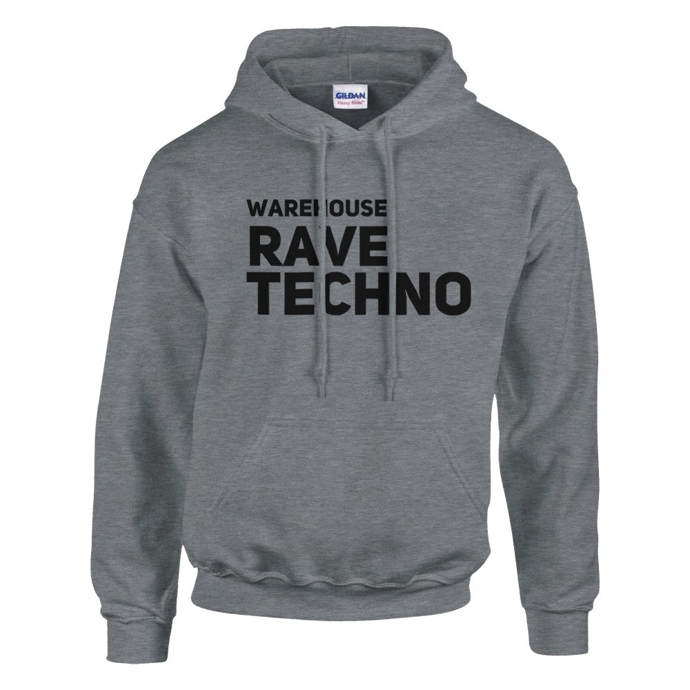 Warehouse Rave Techno unisex hoodie - front view - Grey