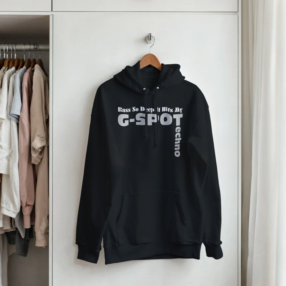 BASS SO LOW IT HITS MY G-SPOT - FEMALE TECHNO RAVE HOODIE - BACK