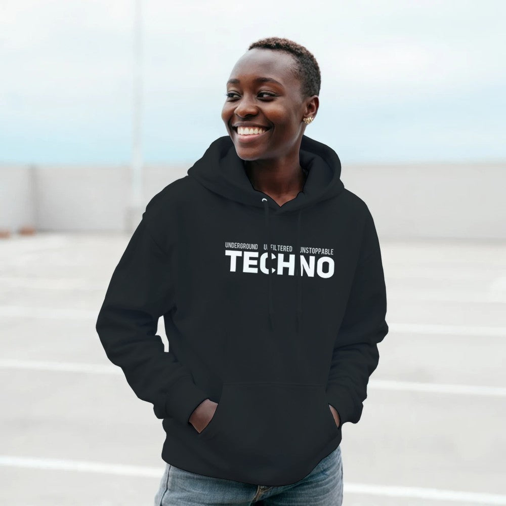 underground Unfiltered Unstoppable Techno Rave unisex hoodie - stomp -  black